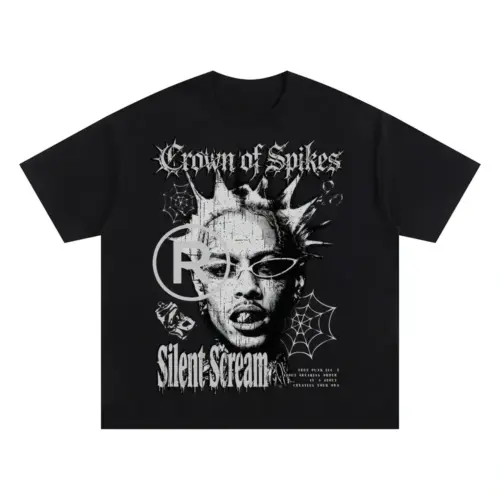 Crown Of Spikes Oversized Black Graphic Tee