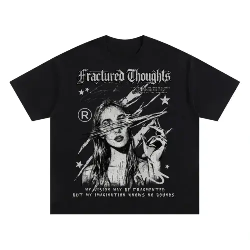 Fractured Thoughts Oversized Black Graphic Tee