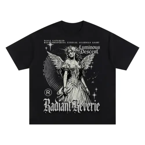 Radiant Reverie Oversized Black Graphic Tee