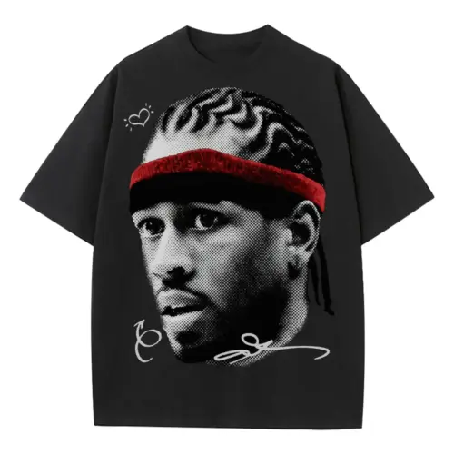 Allen Iverson 'Headband' Heavyweight Oversized Black Graphic Tee