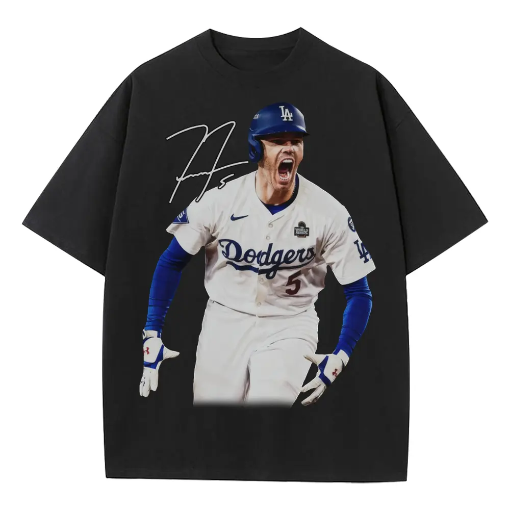 Freddie Freeman 'Dodgers' Heavyweight Oversized Black Graphic Tee