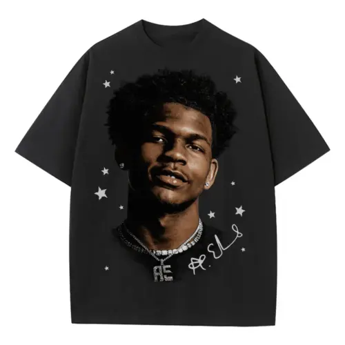 Anthony Edwards 'Dot Matrix' Heavyweight Oversized Black Graphic Tee