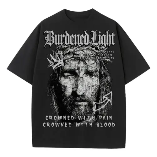 Burdened Light Heavyweight Oversized Black Graphic Tee