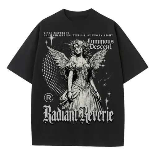 Radiant Reverie Heavyweight Oversized Black Graphic Tee