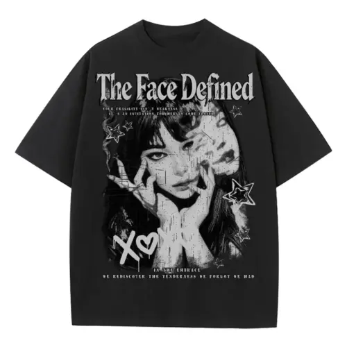 The Face Defined Heavyweight Oversized Black Graphic Tee