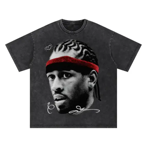 Allen Iverson 'Headband' Oversized Acid Wash T-shirt