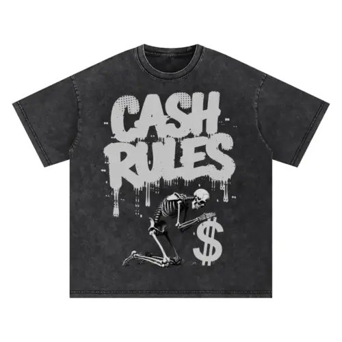 Cash Rules Oversized Acid Wash T-shirt