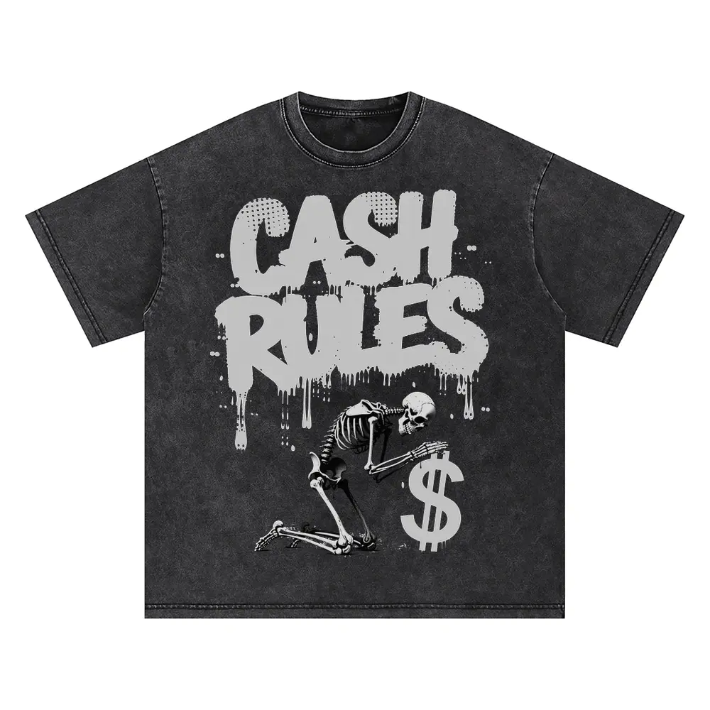 Cash Rules Oversized Acid Wash T-shirt