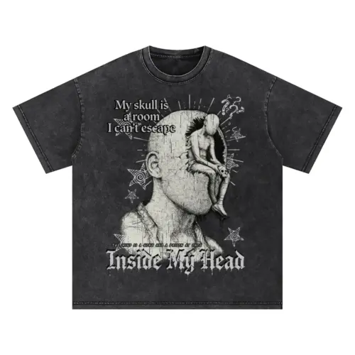 Inside My Head Oversized Acid Wash T-shirt