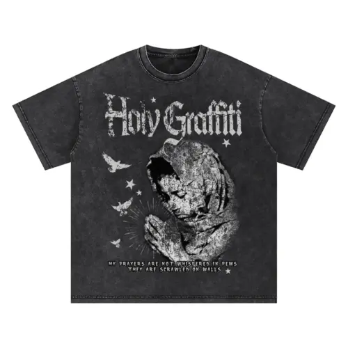 Holy Graffiti Oversized Acid Wash T-shirt