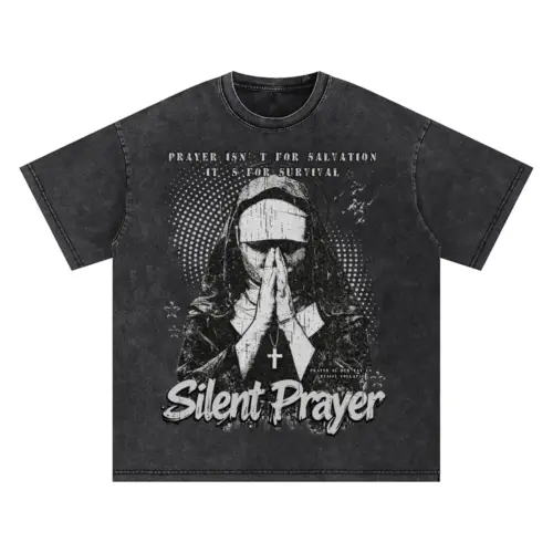 Silent Prayer Oversized Acid Wash T-shirt