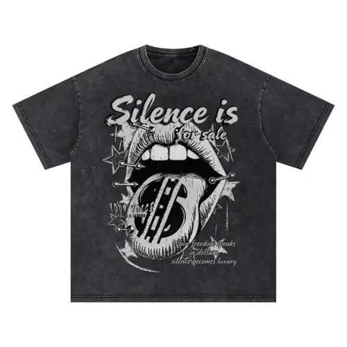 Silence Is For Sale Oversized Acid Wash T-shirt