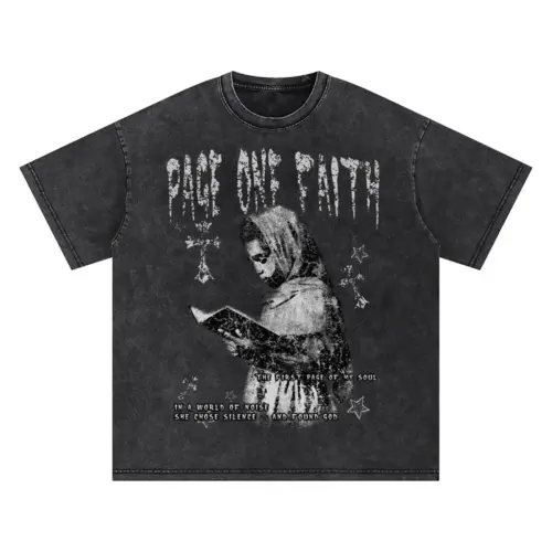 Page One Faith Oversized Acid Wash T-shirt