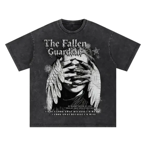 The Fallen Guardian Oversized Acid Wash T-shirt