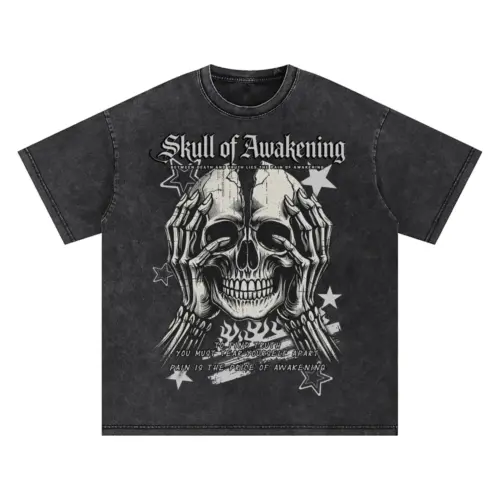 Skull Of Awakening Oversized Acid Wash T-shirt