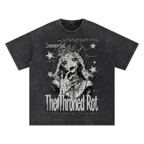 The Throned Rot Oversized Acid Wash T-shirt
