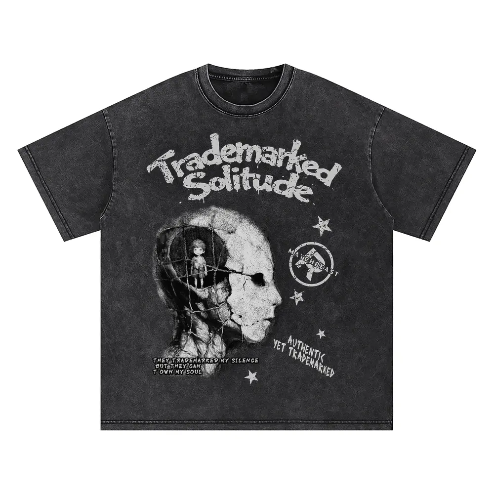 Trademarked Solitude Oversized Acid Wash T-shirt