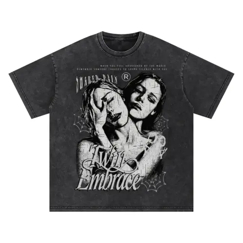 Twin Embrace Oversized Acid Wash T-shirt