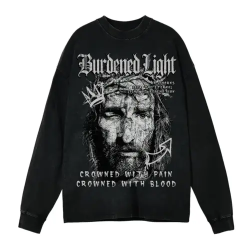 Burdened Light Acid Wash Oversized Long Sleeve Shirt
