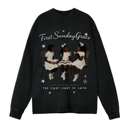 First Sunday Grace Acid Wash Oversized Long Sleeve Shirt