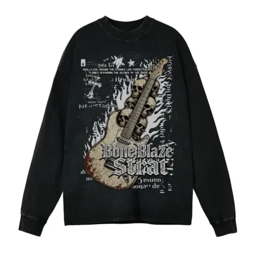 Grim Riff Inferno Acid Wash Oversized Long Sleeve Shirt