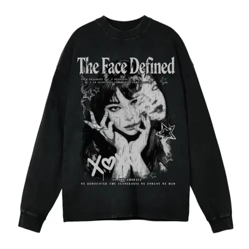 The Face Defined Acid Wash Oversized Long Sleeve Shirt