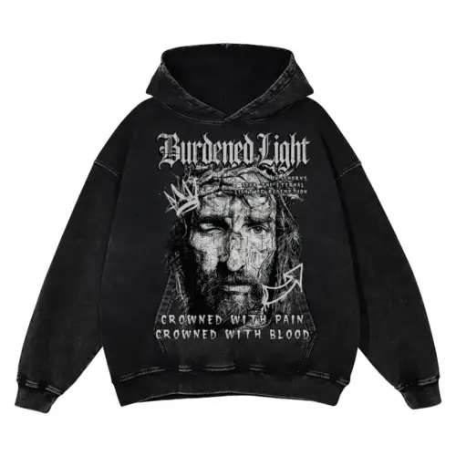 Burdened Light Acid Wash Oversized Hoodie
