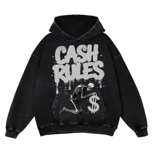Cash Rules Acid Wash Oversized Hoodie
