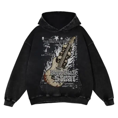 Grim Riff Inferno Acid Wash Oversized Hoodie