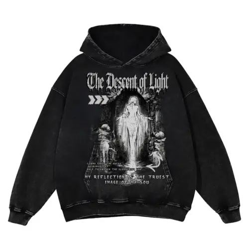 The Descent Of Light Acid Wash Oversized Hoodie