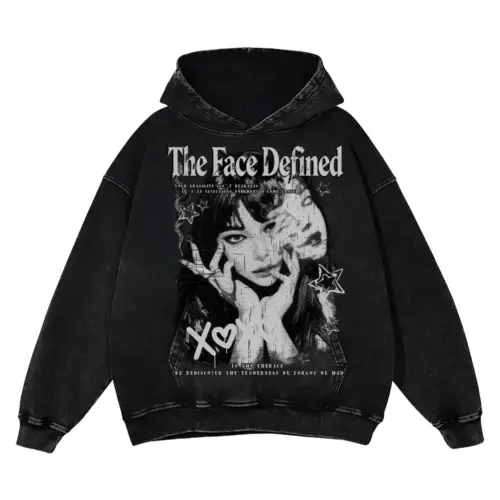 The Face Defined Acid Wash Oversized Hoodie
