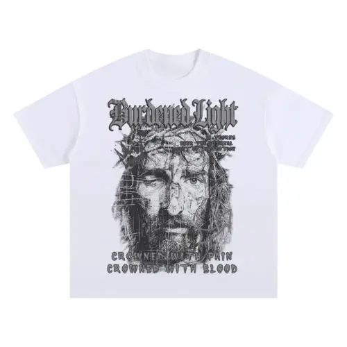 Burdened Light Oversized White Graphic Tee