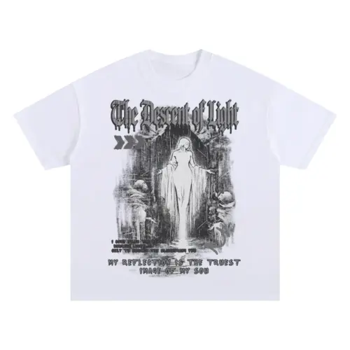 The Descent Of Light Oversized White Graphic Tee