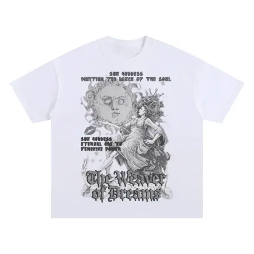The Weaver Of Dreams Oversized White Graphic Tee