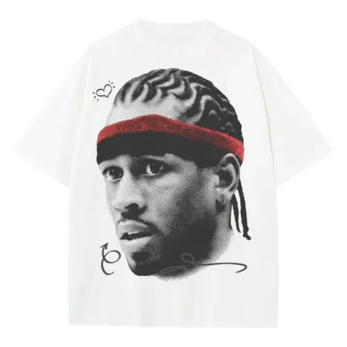 Allen Iverson 'Headband' Heavyweight Oversized White Graphic Tee