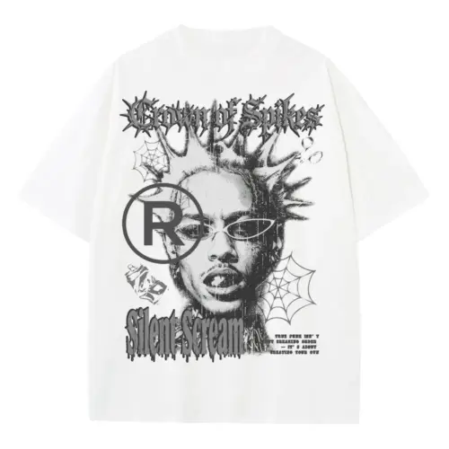 Crown Of Spikes Heavyweight Oversized White Graphic Tee