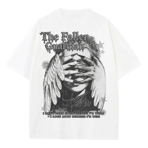 The Fallen Guardian Heavyweight Oversized White Graphic Tee