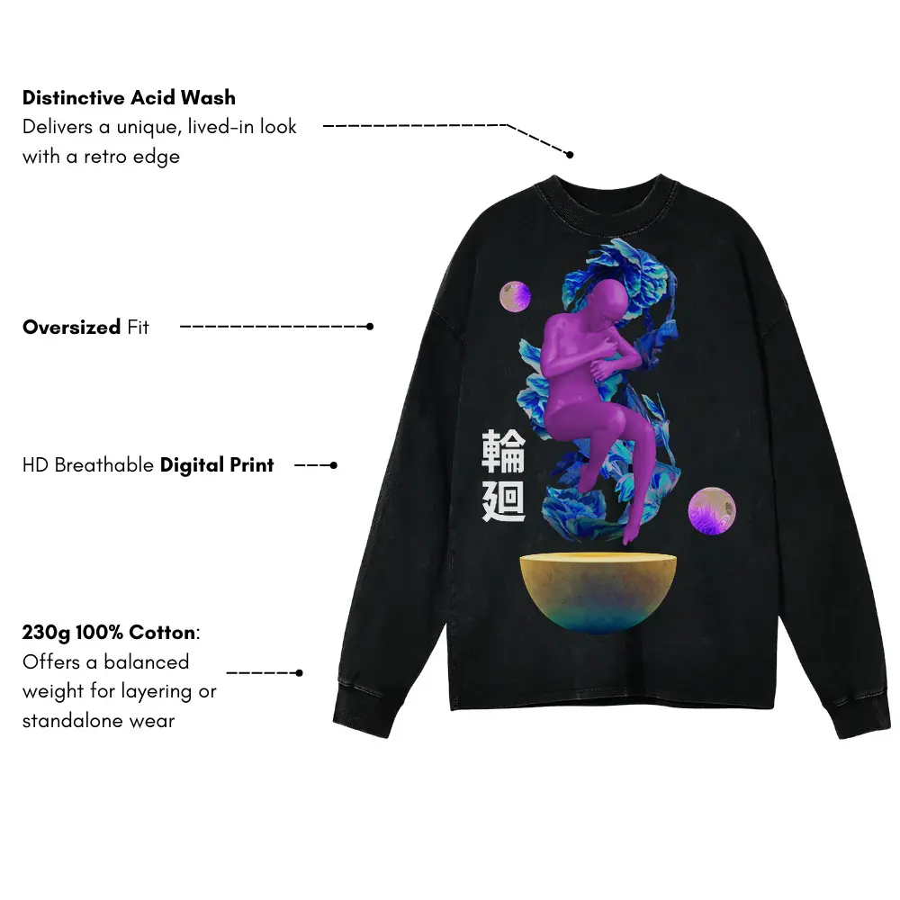 3D Reborn Acid Wash Oversized Long Sleeve Shirt - Image 3
