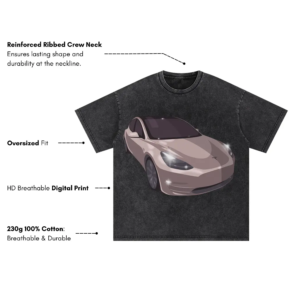 Tesla Oversized Acid Wash T-shirt - Image 3