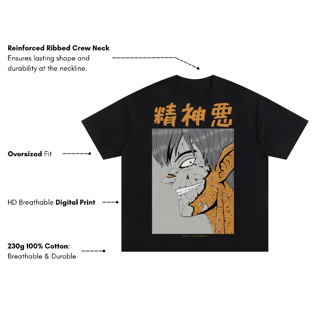 0 Oversized Black Graphic Tee - Image 3