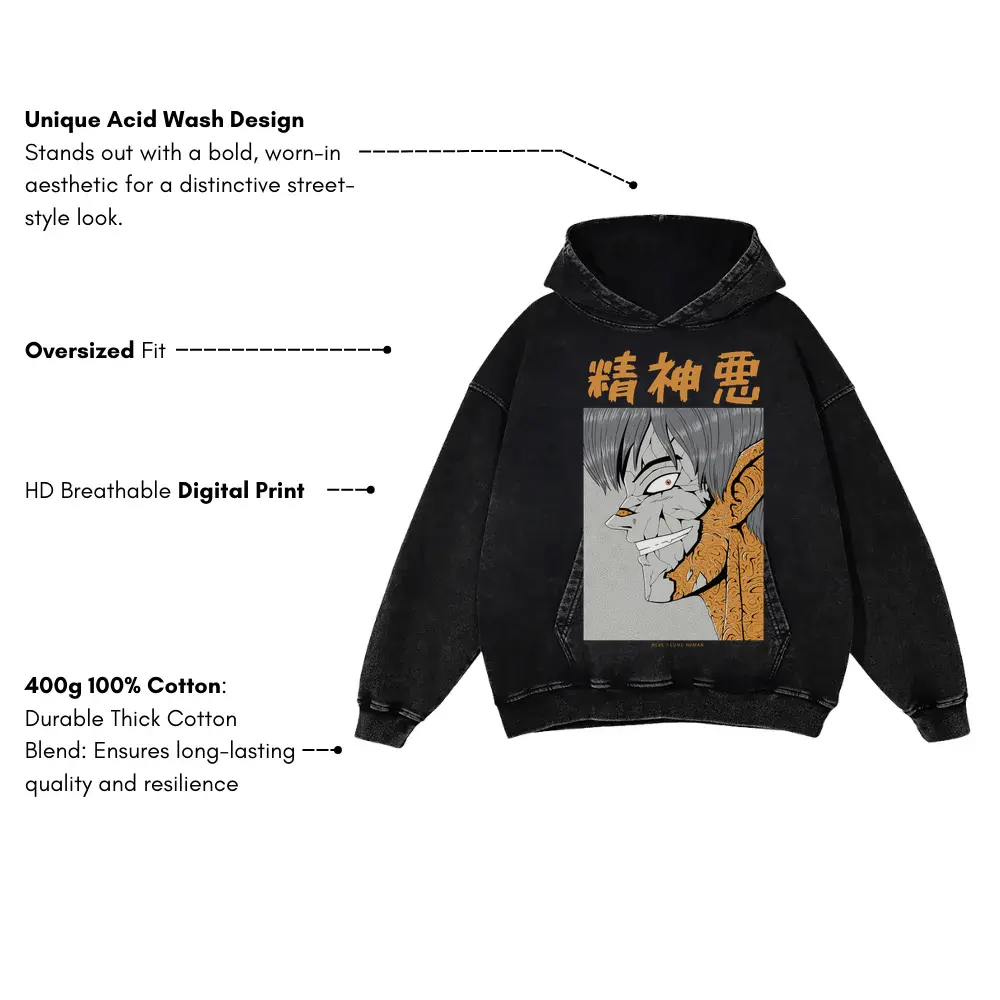 0 Acid Wash Oversized Hoodie - Image 3