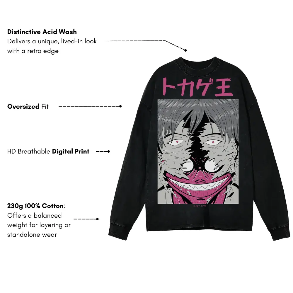 2 Acid Wash Oversized Long Sleeve Shirt - Image 3