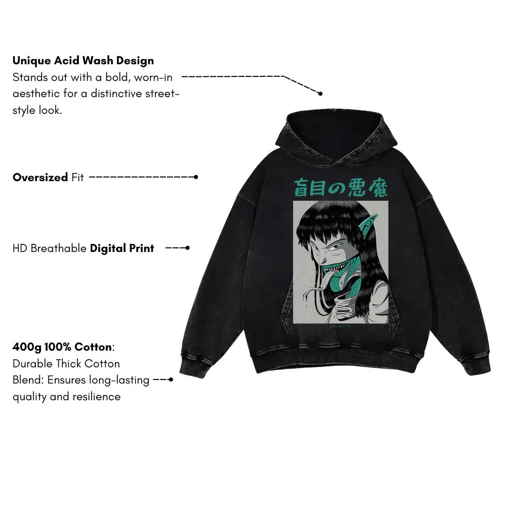 3 Acid Wash Oversized Hoodie - Image 3