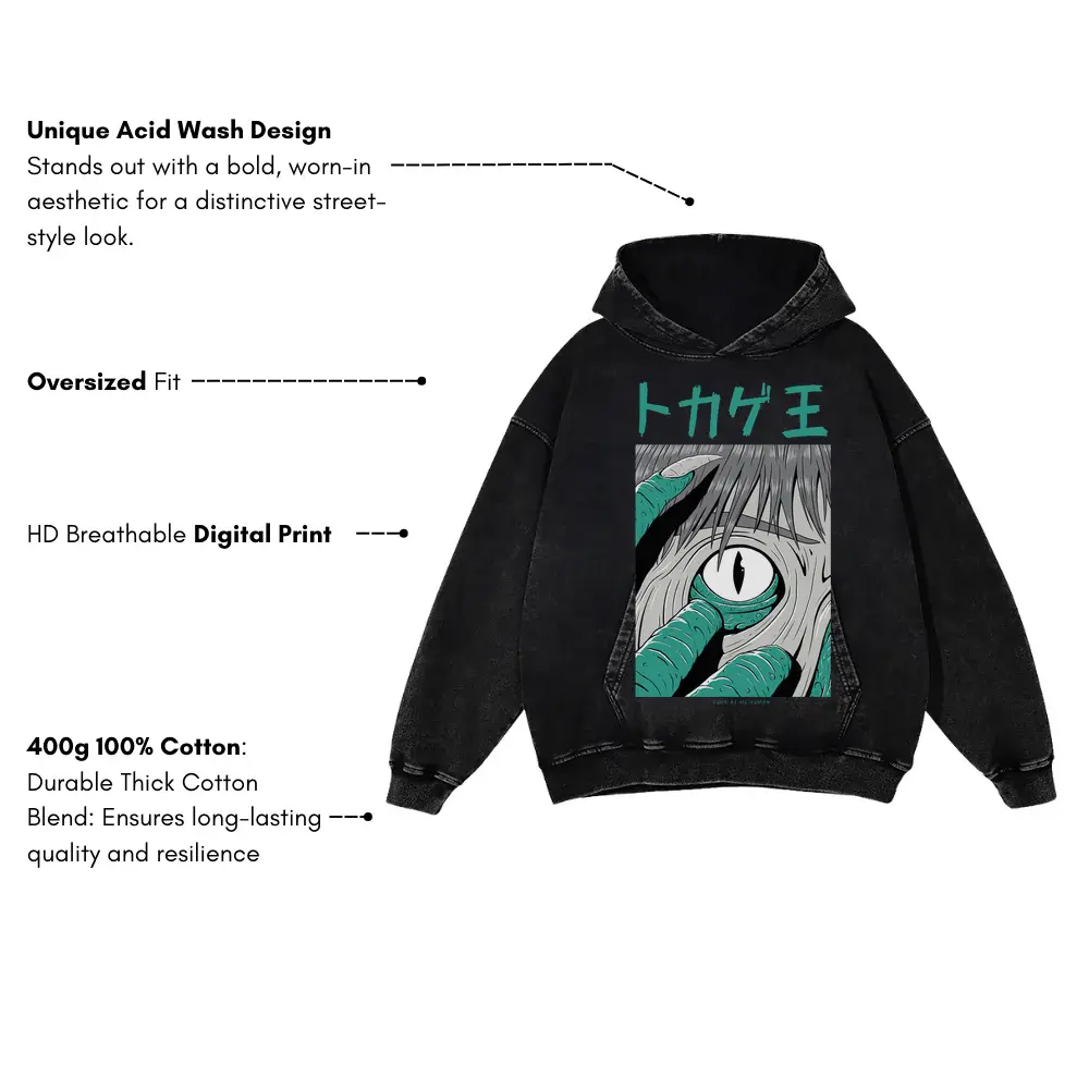 9 Acid Wash Oversized Hoodie - Image 3