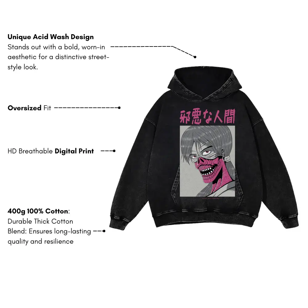 A Acid Wash Oversized Hoodie - Image 3