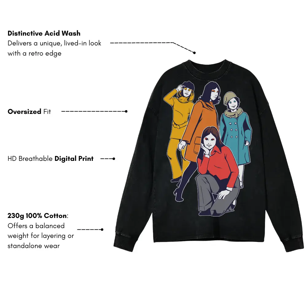 60 S Girl Acid Wash Oversized Long Sleeve Shirt - Image 3