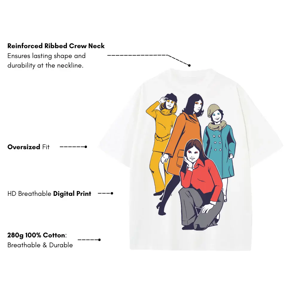 60 S Girl Heavyweight Oversized White Graphic Tee - Image 3