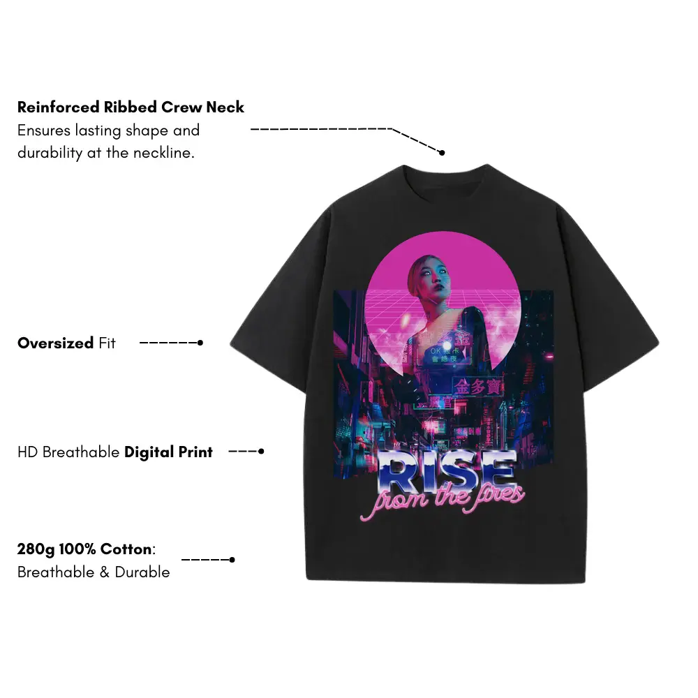 80 S Runner Heavyweight Oversized Black Graphic Tee - Image 3