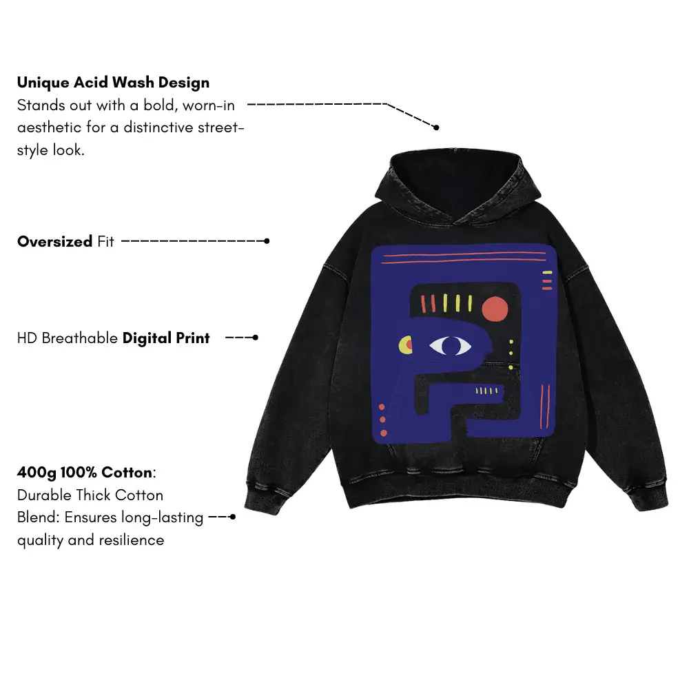 Abstract Organic Acid Wash Oversized Hoodie - Image 3