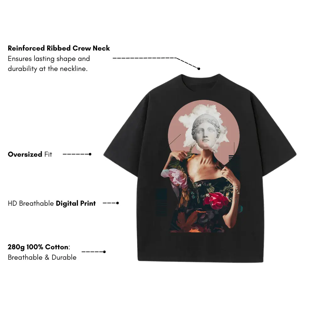 Abstract Smoke Heavyweight Oversized Black Graphic Tee - Image 3